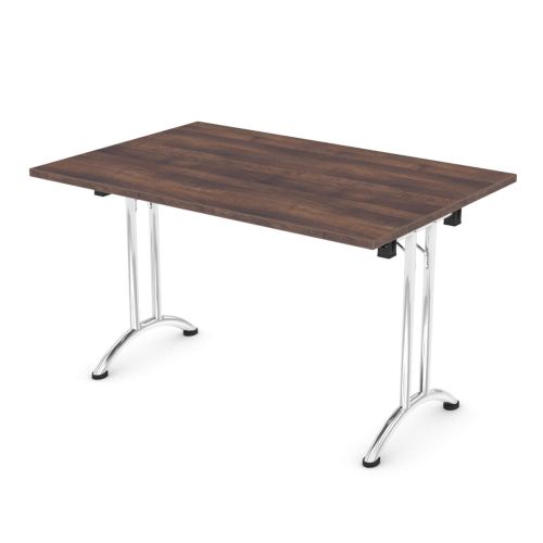L&P FOLDING Rectangular Table 1200mm Chrome Walnut