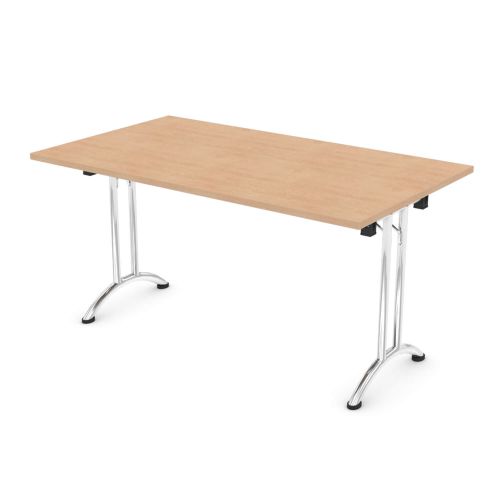 L&P FOLDING Rectangular Table 1400mm Chrome Beech