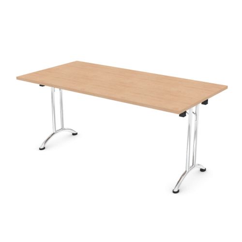 L&P FOLDING Rectangular Table 1600mm Chrome Beech