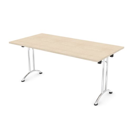 L&P FOLDING Rectangular Table 1600mm Chrome Maple