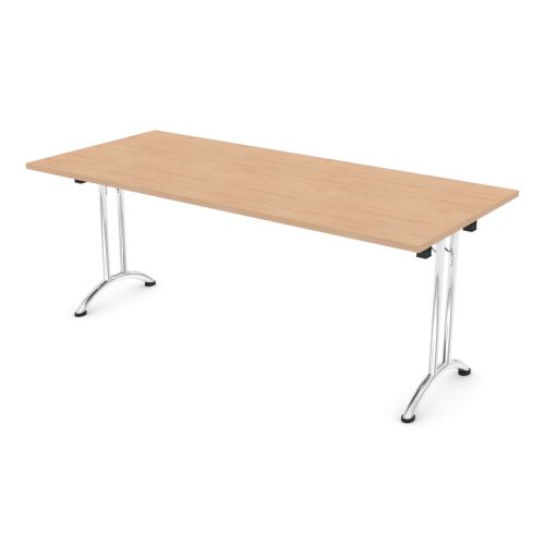 L&P FOLDING Rectangular Table 1800mm Chrome Beech