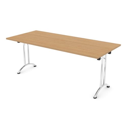L&P FOLDING Rectangular Table 1800mm Chrome Light Oak