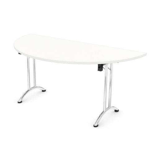 L&P FOLDING Semi-Circular Table 1600mm Chrome White