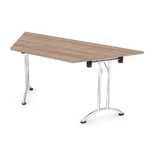 L&P FOLDING Trapezoidal Table 1600mm 30 Degree Chrome Birch