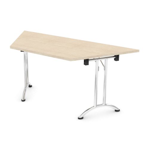 L&P FOLDING Trapezoidal Table 1600mm 30 Degree Chrome Maple