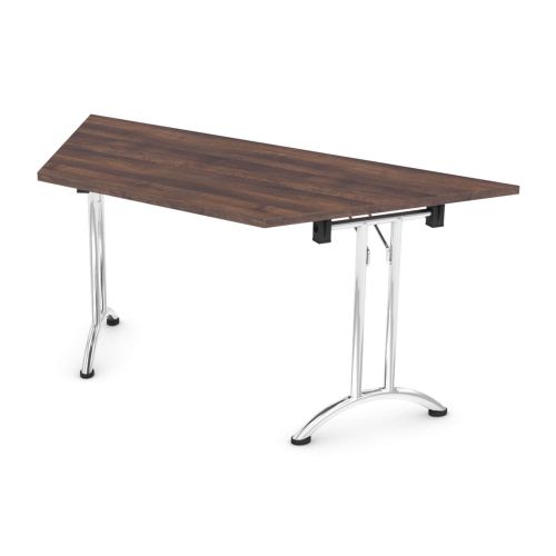 L&P FOLDING Trapezoidal Table 1600mm 30 Degree Chrome Walnut