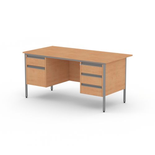 L&P GALAXY Rectangular Desk with Double Pedestal 1500mm Grey/Beech