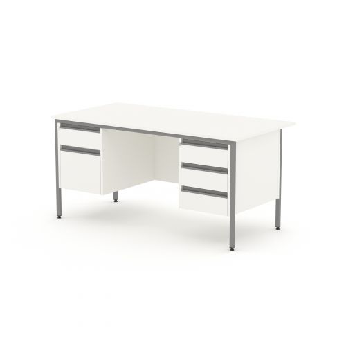L&P GALAXY Rectangular Desk with Double Pedestal 1500mm Grey/White