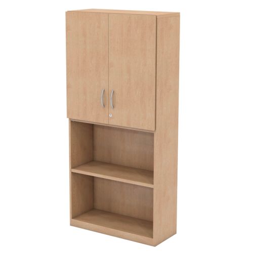 L&P INFINITY 1725H x 800W 3-Shelf Cupboard with 1-Shelf Upper Wooden Doors Beech