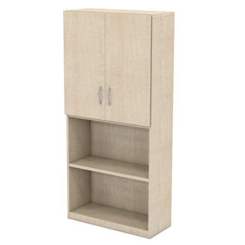 L&P INFINITY 1725H x 800W 3-Shelf Cupboard with 1-Shelf Upper Wooden Doors Maple