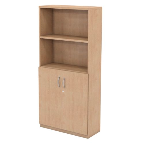 L&P INFINITY 1725H x 800W 3-Shelf Cupboard with 1-Shelf Lower Wooden Doors Beech