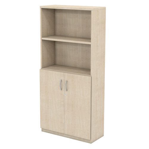 L&P INFINITY 1725H x 800W 3-Shelf Cupboard with 1-Shelf Lower Wooden Doors Maple