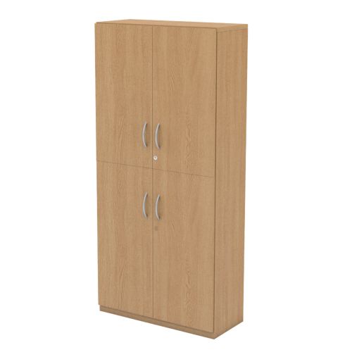 L&P INFINITY 1725H x 800W 3-Shelf Cupboard with 1-Shelf Lower and 1-Shelf Upper Wooden Doors Light Oak