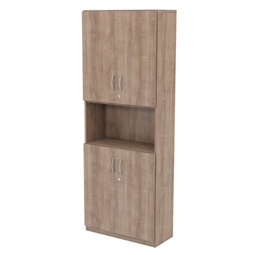 L&P INFINITY 2141H x 800W 4-Shelf Cupboard with 1-Shelf Lower and Upper Wooden Doors Birch