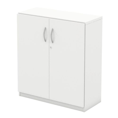 L&P INFINITY 893H x 800W 1-Shelf Cupboard with Full Wooden Doors White