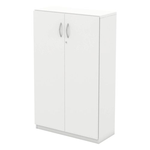 L&P INFINITY 1309H x 800W 2-Shelf Cupboard with Full Wooden Doors White