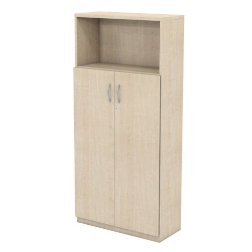 L&P INFINITY 1725H x 800W 3-Shelf Cupboard with 2-Shelf Lower Wooden Doors Maple