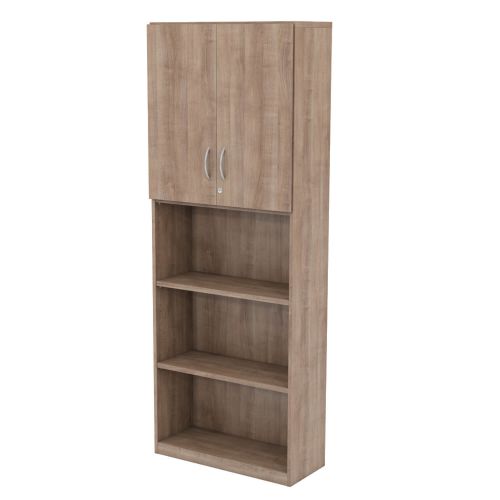 L&P INFINITY 2141H x 800W 4-Shelf Cupboard with 1-Shelf Upper Wooden Doors Birch