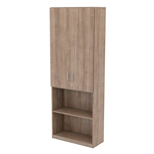 L&P INFINITY 2141H x 800W 4-Shelf Cupboard with 2-Shelf Upper Wooden Doors Birch