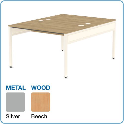 L&P LIBRA Rectangular Set of 2 Bench (Back to Back) Desk 1200mm Silver/Beech