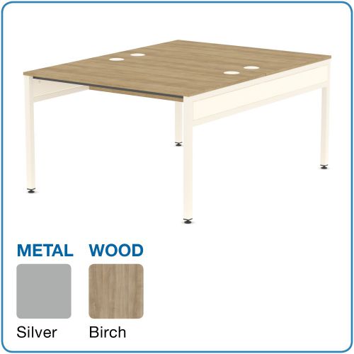 L&P LIBRA Rectangular Set of 2 Bench (Back to Back) Desk 1200mm Silver/Birch