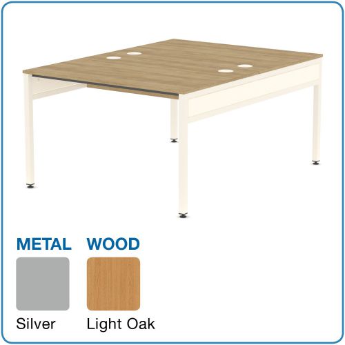 L&P LIBRA Rectangular Set of 2 Bench (Back to Back) Desk 1200mm Silver/Light Oak