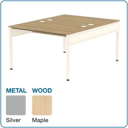 L&P LIBRA Rectangular Set of 2 Bench (Back to Back) Desk 1200mm Silver/Maple