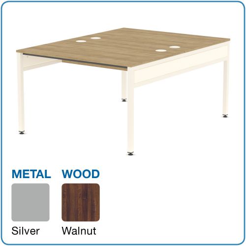 L&P LIBRA Rectangular Set of 2 Bench (Back to Back) Desk 1200mm Silver/Walnut
