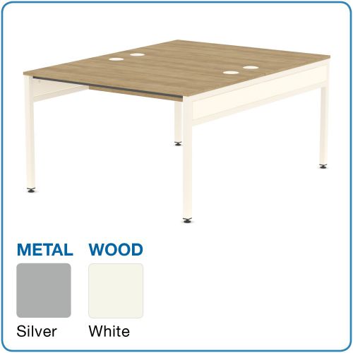 L&P LIBRA Rectangular Set of 2 Bench (Back to Back) Desk 1200mm Silver/White