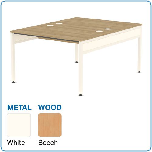 L&P LIBRA Rectangular Set of 2 Bench (Back to Back) Desk 1200mm White/Beech