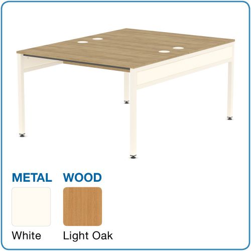 L&P LIBRA Rectangular Set of 2 Bench (Back to Back) Desk 1200mm White/Light Oak