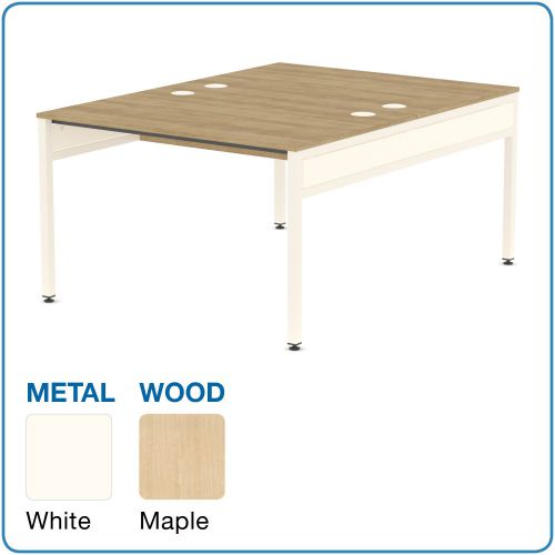 L&P LIBRA Rectangular Set of 2 Bench (Back to Back) Desk 1200mm White/Maple