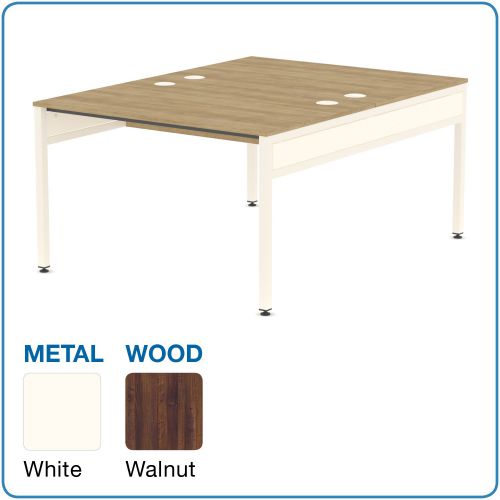 L&P LIBRA Rectangular Set of 2 Bench (Back to Back) Desk 1200mm White/Walnut