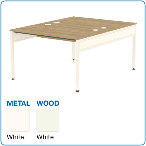 L&P LIBRA Rectangular Set of 2 Bench (Back to Back) Desk 1200mm White/White