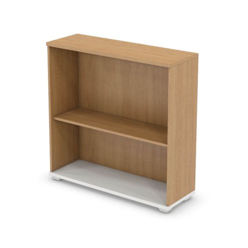 L&P SIGNATURE Bookcase 1000H x 1000W Single Shelf White Base/Light Oak Finish