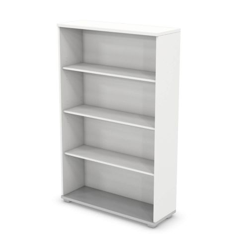 L&P SIGNATURE Bookcase 1600H x 1000W Three Shelf Silver Base/White Finish