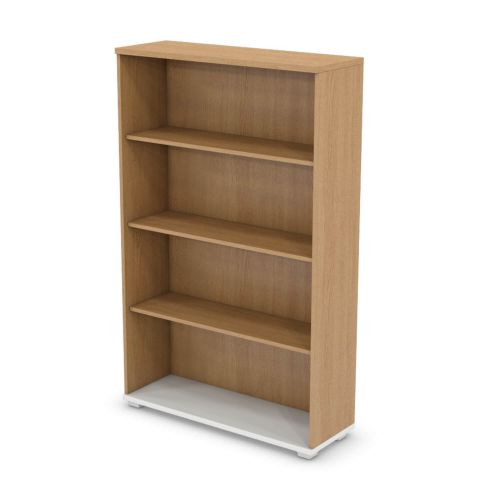 L&P SIGNATURE Bookcase 1600H x 1000W Three Shelf White Base/Light Oak Finish