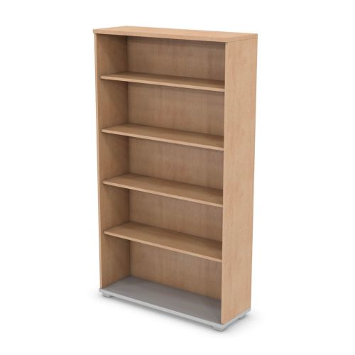 L&P SIGNATURE Bookcase 1800H x 1000W Four Shelf Silver Base/Beech Finish
