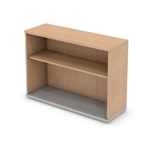 L&P SIGNATURE Bookcase 725H x 1000W Single Shelf Silver Base/Beech Finish