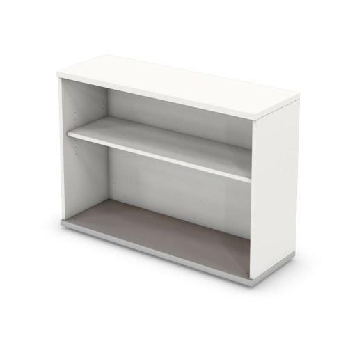 L&P SIGNATURE Bookcase 725H x 1000W Single Shelf Silver Base/White Finish