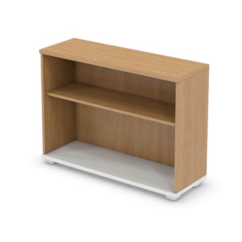 L&P SIGNATURE Bookcase 740H x 1000W Single Shelf White Base/Light Oak Finish