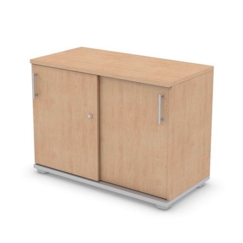 L&P SIGNATURE Credenza 740H x 1000W Silver Base/Beech Finish