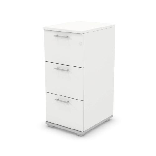 L&P SIGNATURE Filing Cabinet Three Drawer 1070H Silver Base/White Finish
