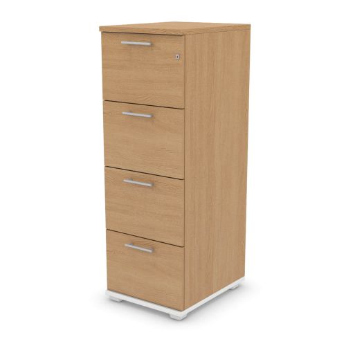 L&P SIGNATURE Filing Cabinet Four Drawer 1400H White Base/Light Oak Finish
