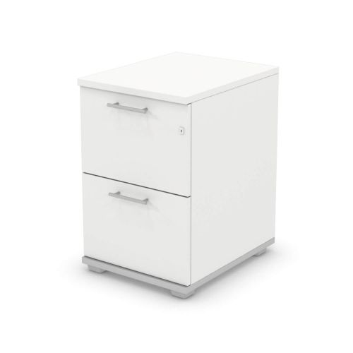 L&P SIGNATURE Filing Cabinet Two Drawer 740H Silver Base/White Finish