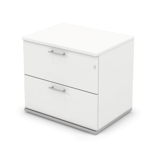 L&P SIGNATURE Side Filer Two Drawer 725H Silver Base/White Finish