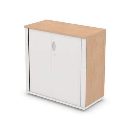 L&P SIGNATURE Tambour 1000H x 1000W White Base/Beech Finish