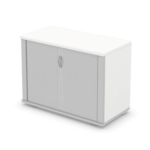 L&P SIGNATURE Tambour 740H x 1000W Silver Base/White Finish