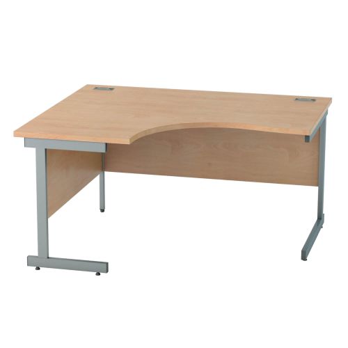 L&P SATELLITE Left Hand Crescent Cantilever Desk 1400mm Grey Beech