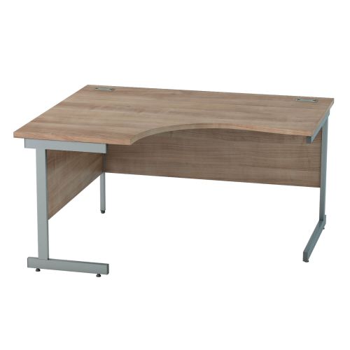 L&P SATELLITE Left Hand Crescent Cantilever Desk 1400mm Grey Birch
